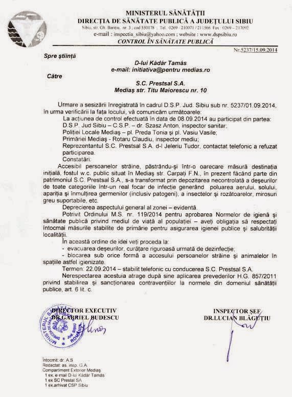 Adresa Directia Sanatatae Publica Focar infectie